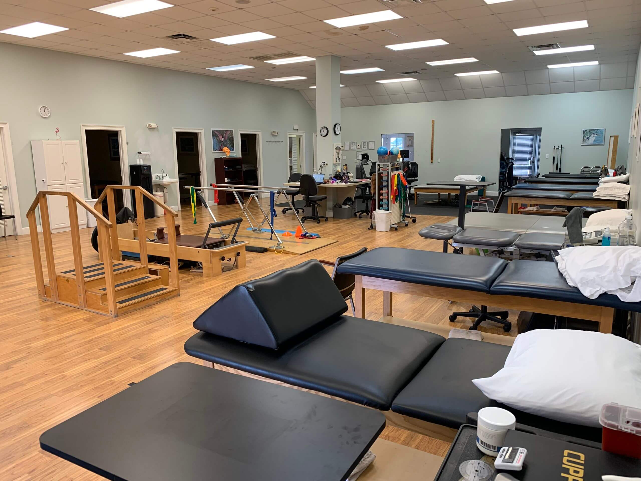 open physical therapy treatment area