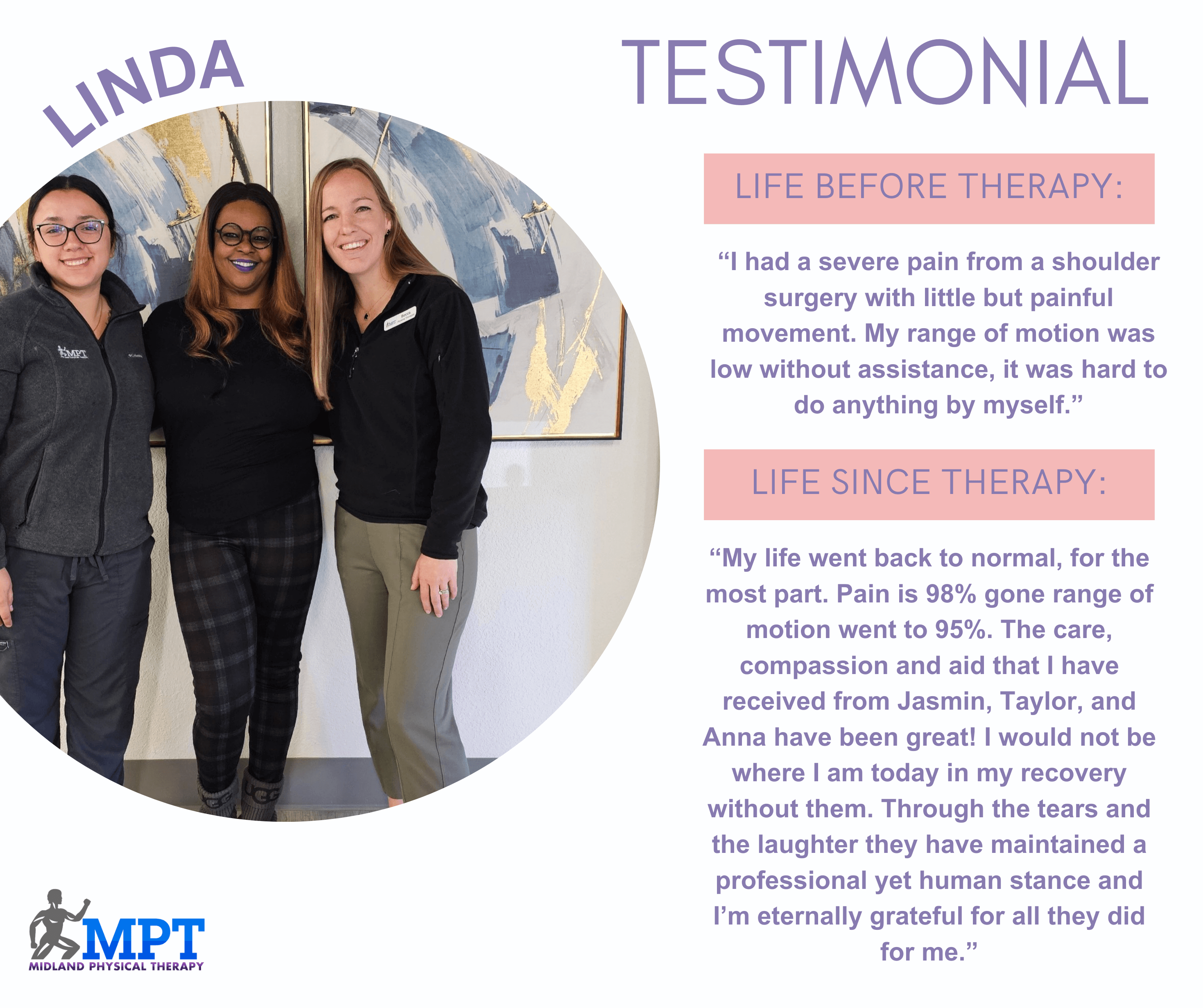 physical therapy testimonial midland physical therapy